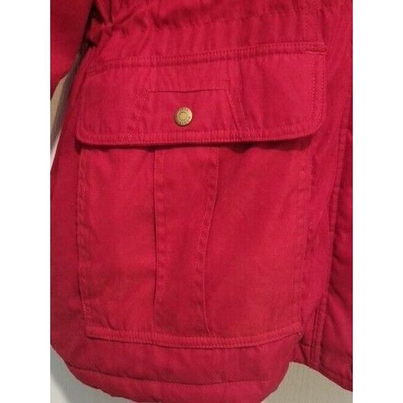 Vintage Woolrich Lined Hooded Coat Women Sz L Holly Berry Red‎ Winter Outerwear - Picture 4 of 11